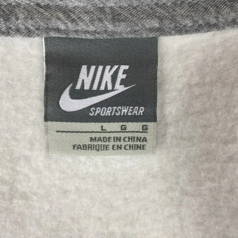 Nike Sportswear Varsity Spellout Full Zip Hoodie Gray Men's L Embroidered Y2K